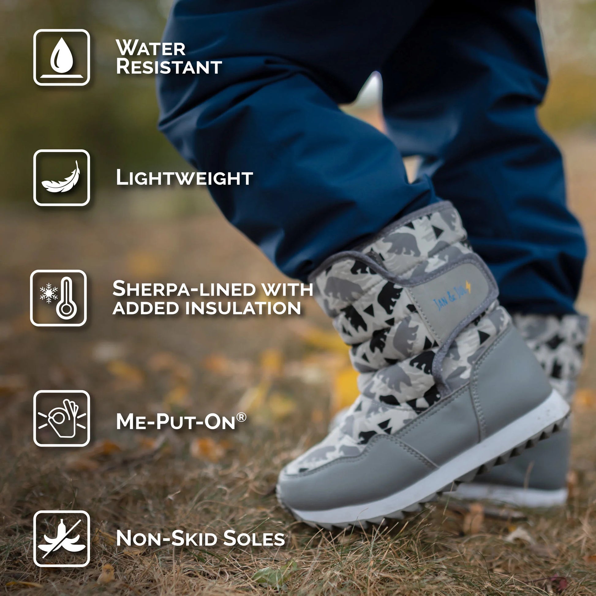Jan & Jul Kids Tall Puffy Winter Boots Heather Grey