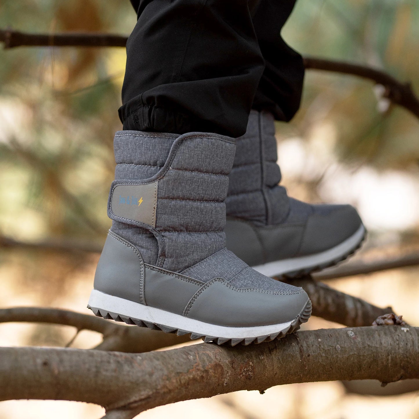 JAN & JUL KIDS TALL PUFFY WINTER BOOTS HEATHER GREY - baby enRoute
