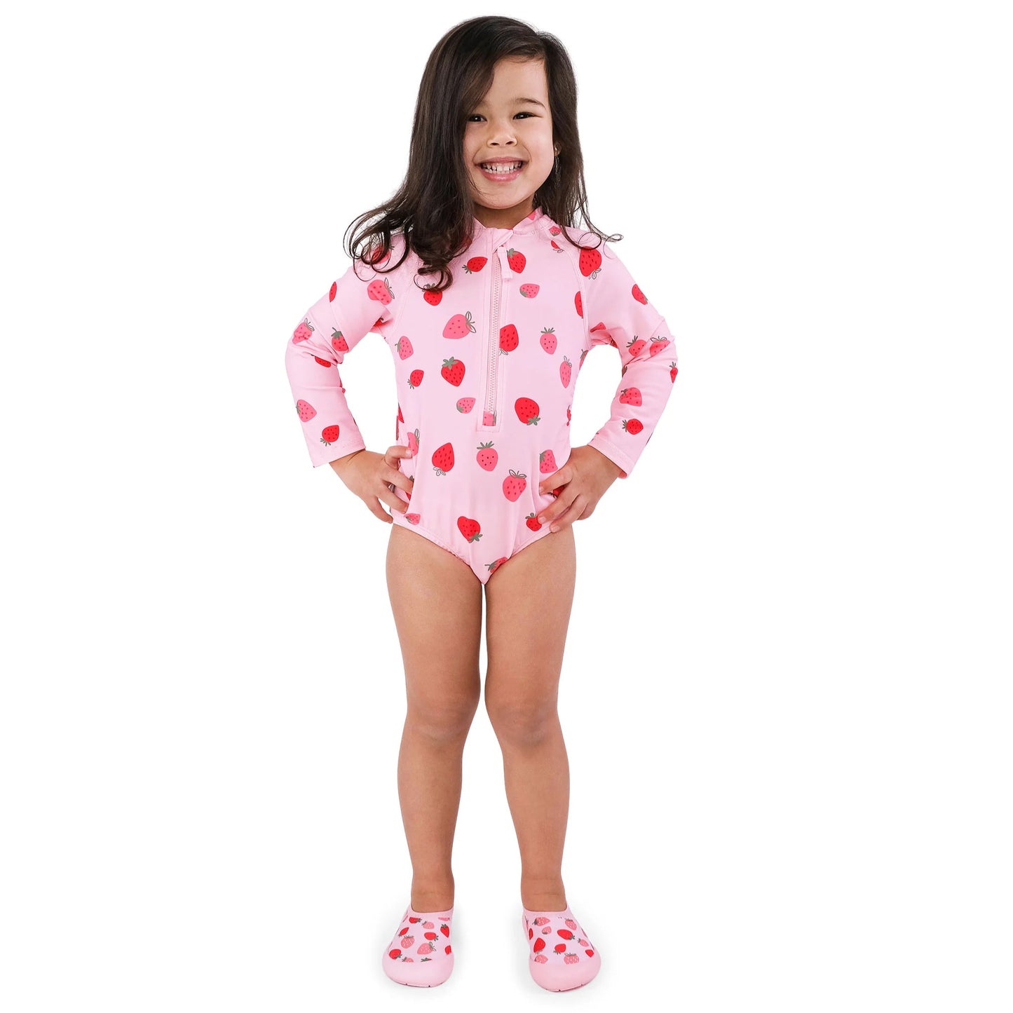 JAN & JUL GIRLS ONE PIECE UV SWIMSUIT PINK STRAWBERRY - baby enRoute