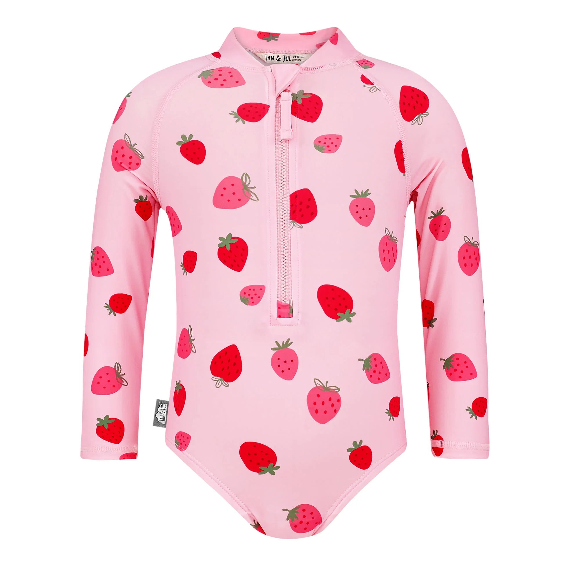 JAN & JUL GIRLS ONE PIECE UV SWIMSUIT PINK STRAWBERRY
