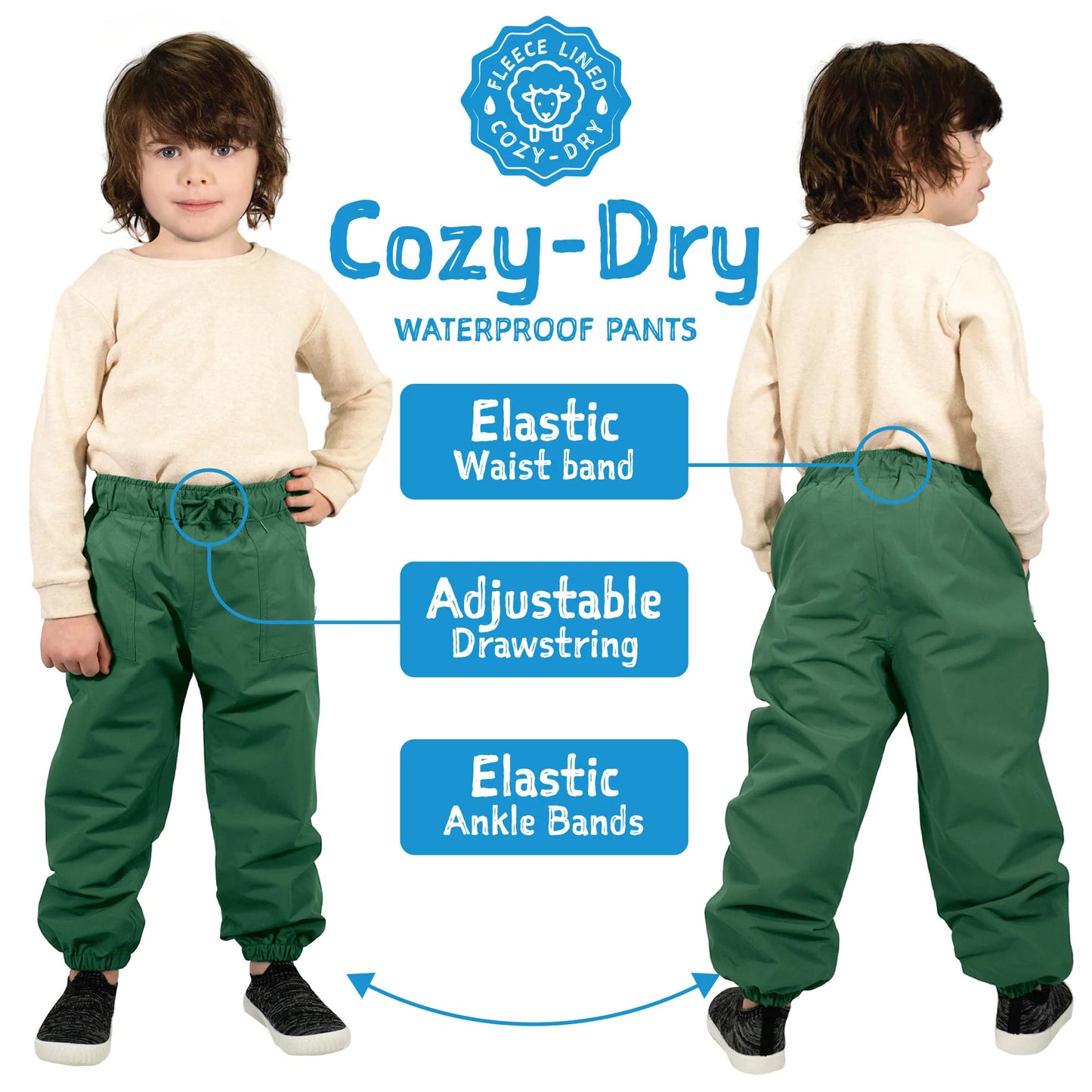 JAN & JUL WATERPROOF RAIN PANTS COZY-DRY DUSTY MINT - baby enRoute