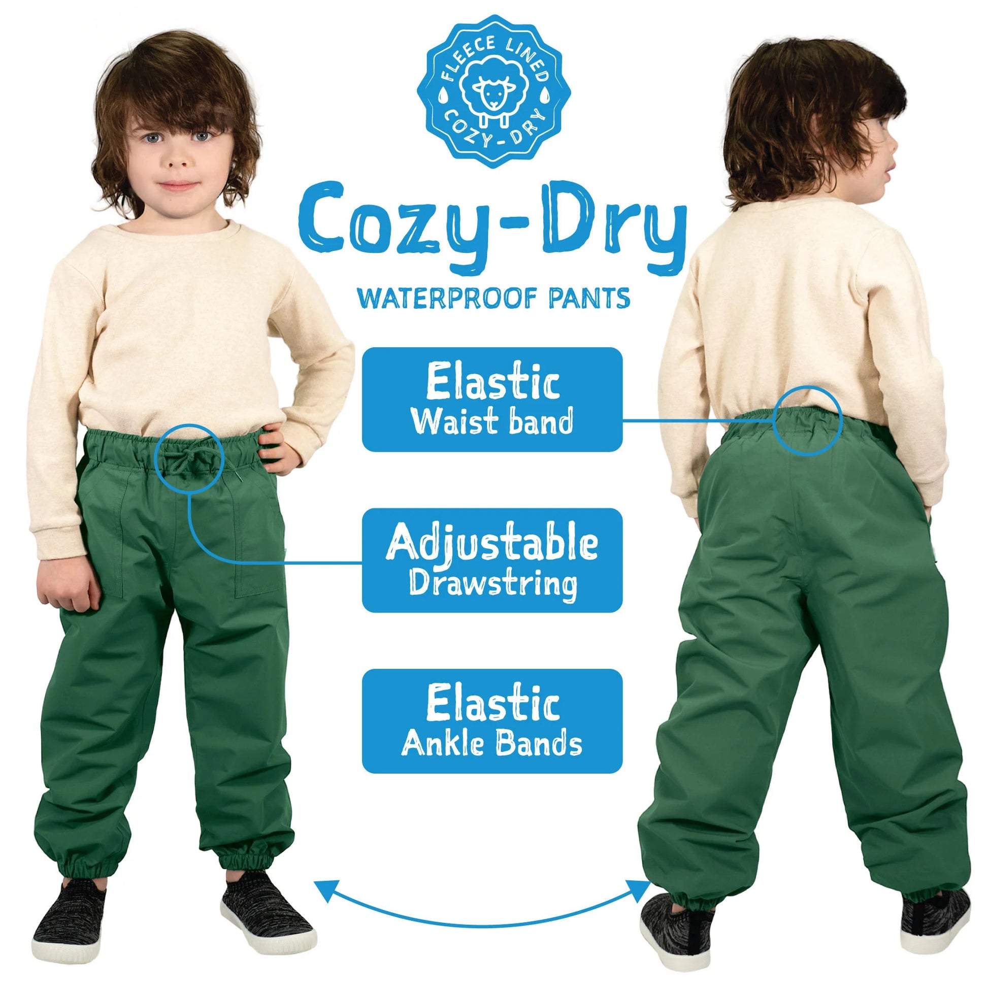 Jan & Jul Waterproof Cozy Dry Rain Pants Dusty Mint