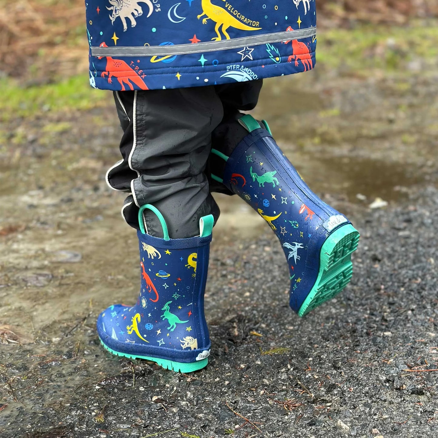 JAN & JUL PUDDLE-DRY RAIN BOOTS SPACE DINOS - baby enRoute