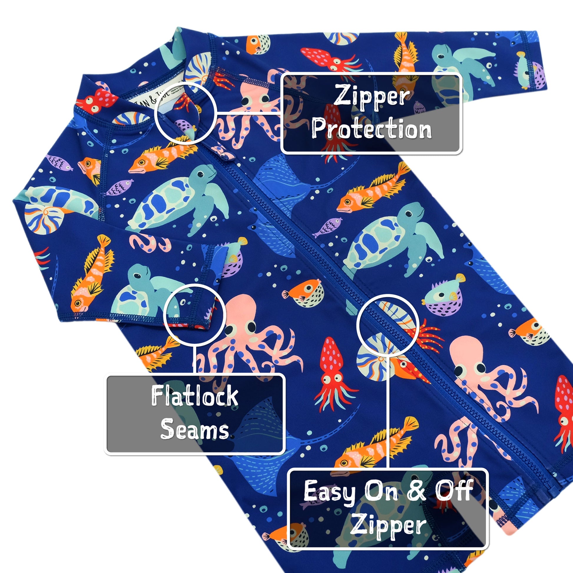 JAN & JUL KIDS ONE PIECE UV SUN SUIT SEA FRIENDS