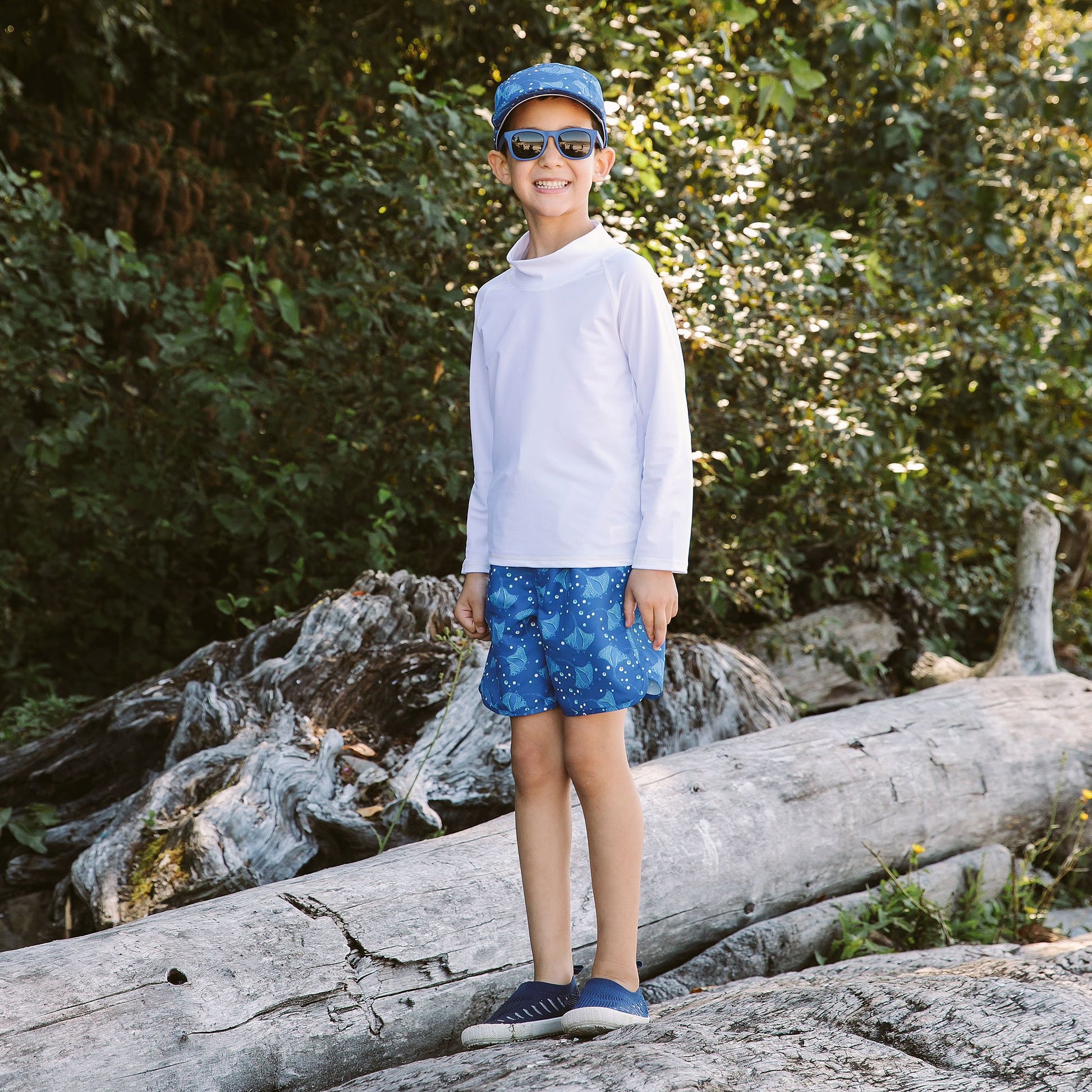 JAN & JUL KIDS UV SWIM SHORTS MANTA RAY