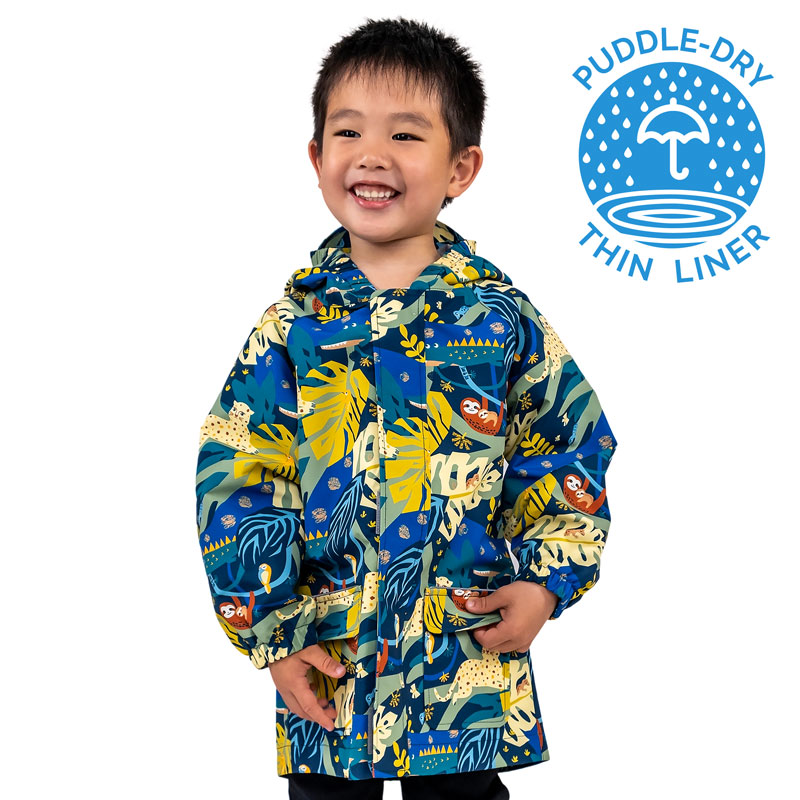 JAN & JUL WATERPROOF PUDDLE DRY RAIN JACKET JUNGLE NIGHTS