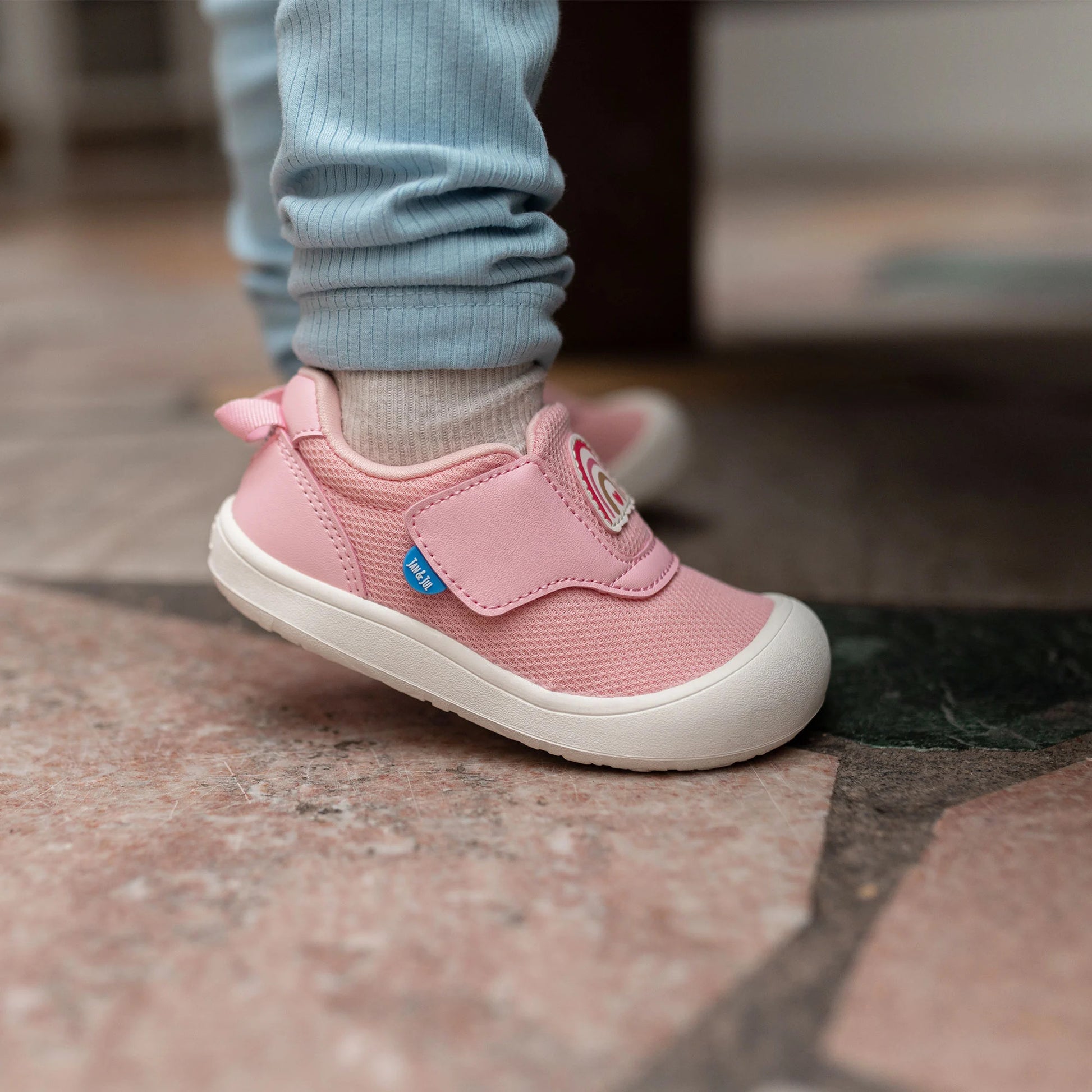 JAN & JUL MINI-FLYER TODDLER SNEAKERS PINK RAINBOW