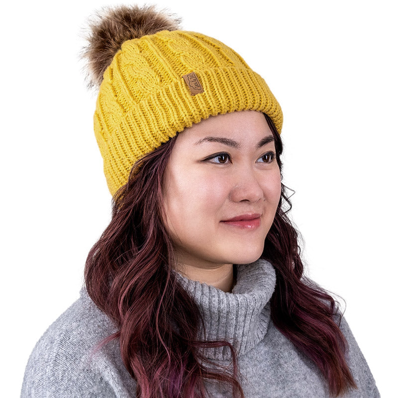 JAN & JUL CABLE KNIT BEANIE ADULT SIZE MUSTARD