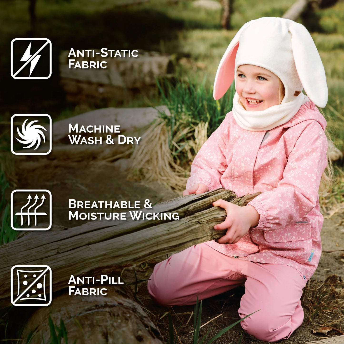 Jan & Jul kids fleece cream bunny outfit