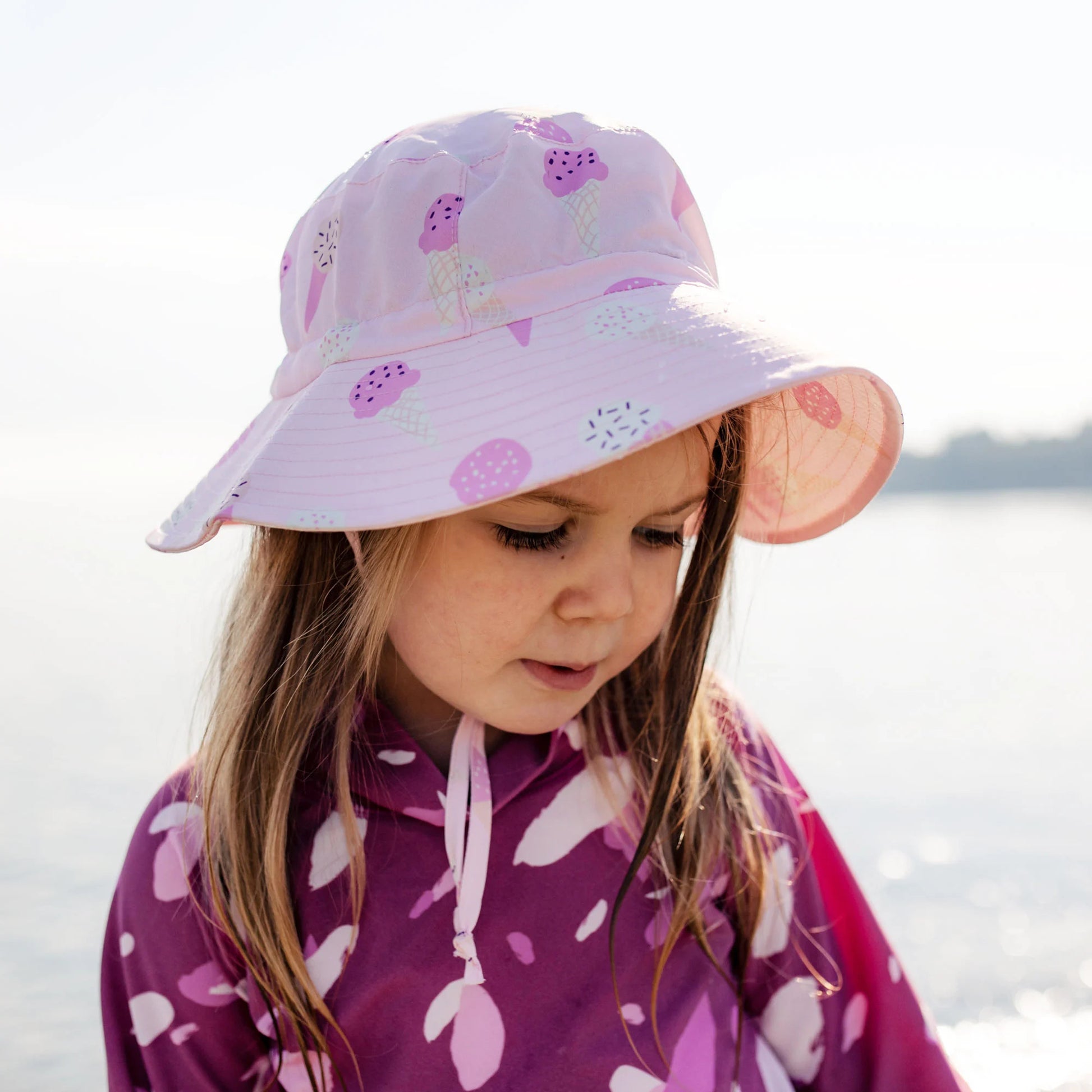 JAN & JUL KIDS WATER REPELLENT BUCKET HATS PINK ICE CREAM