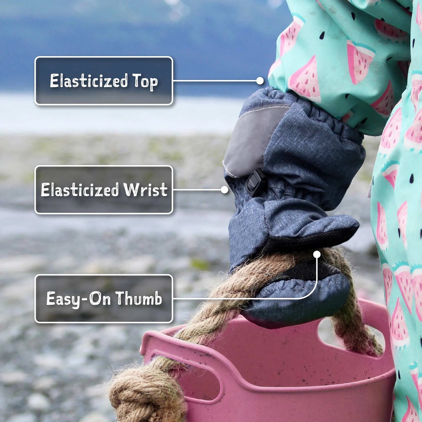JAN & JUL RAIN MITTEN COZY-DRY SPACE DINOS - baby enRoute