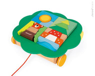 Janod Zigolo Pull Along Trolley W/Blocks