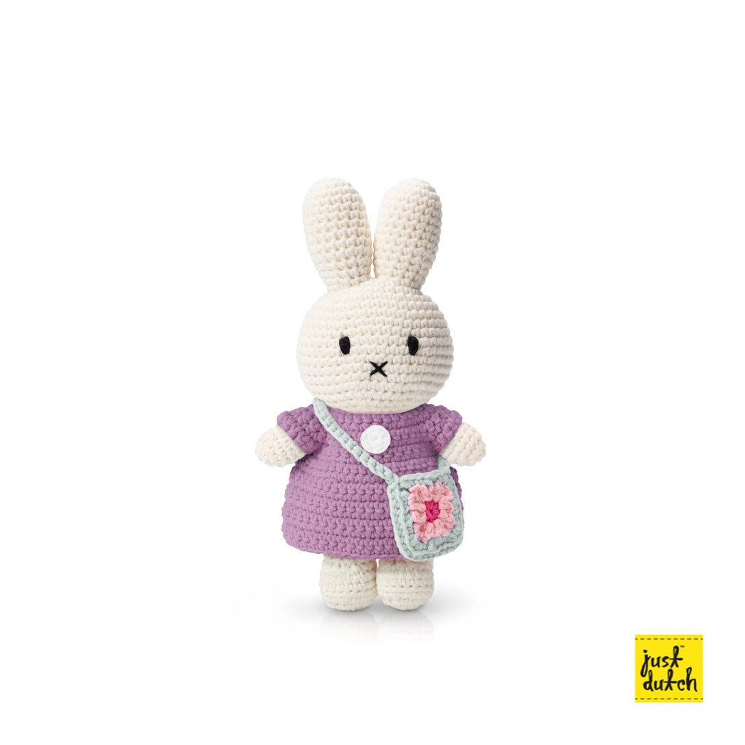Just Dutch Miffy And Her Flower Bag Lilac Dress With Blue Flower Bag