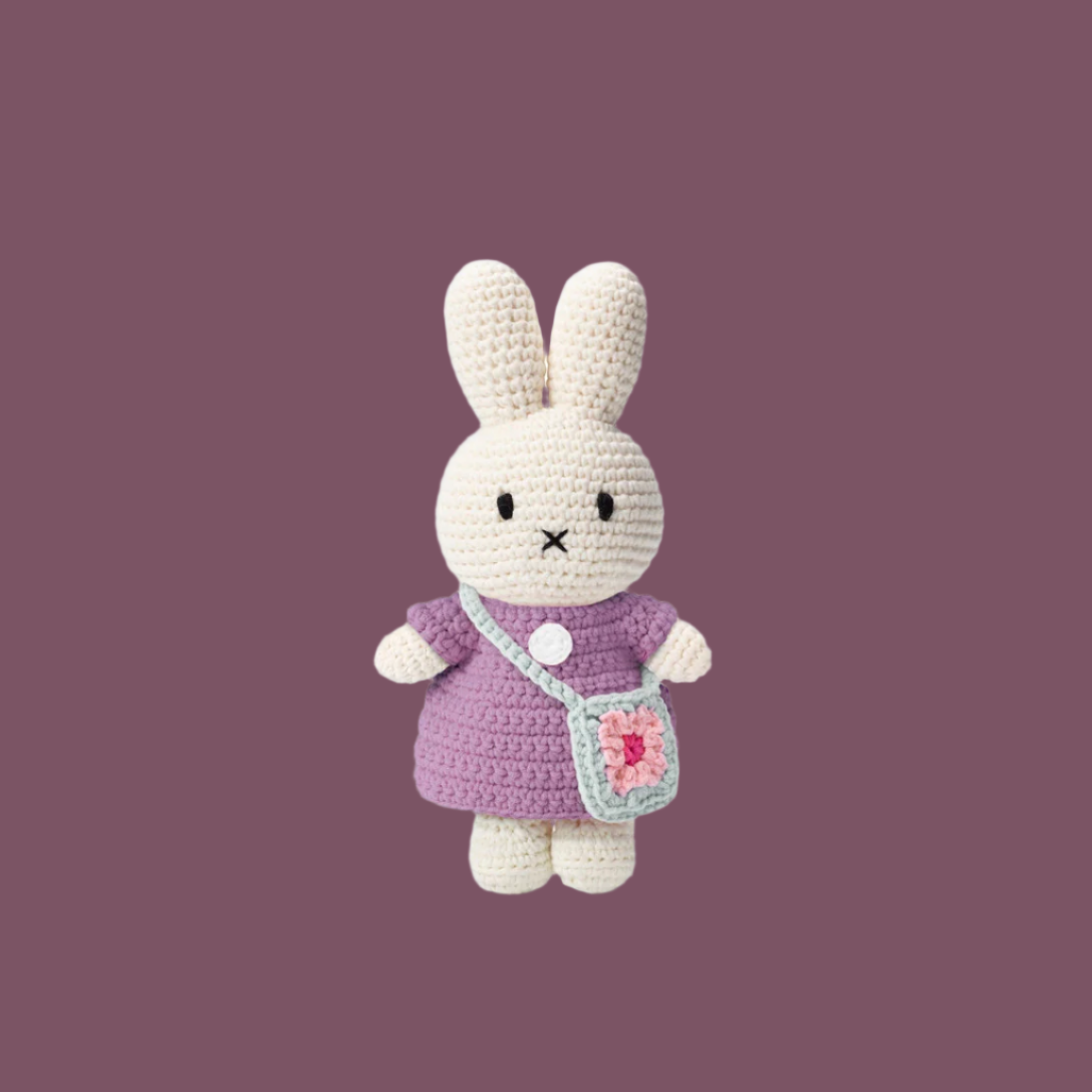 Just Dutch Miffy And Her Flower Bag Lilac Dress With Blue Flower Bag