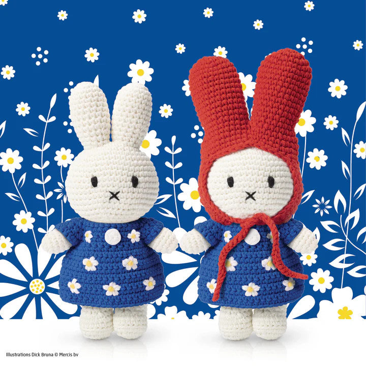 Just Dutch Miffy Little Flower Dress Blue With Red Hat