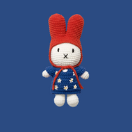 Just Dutch Miffy Little Flower Dress Blue With Red Hat