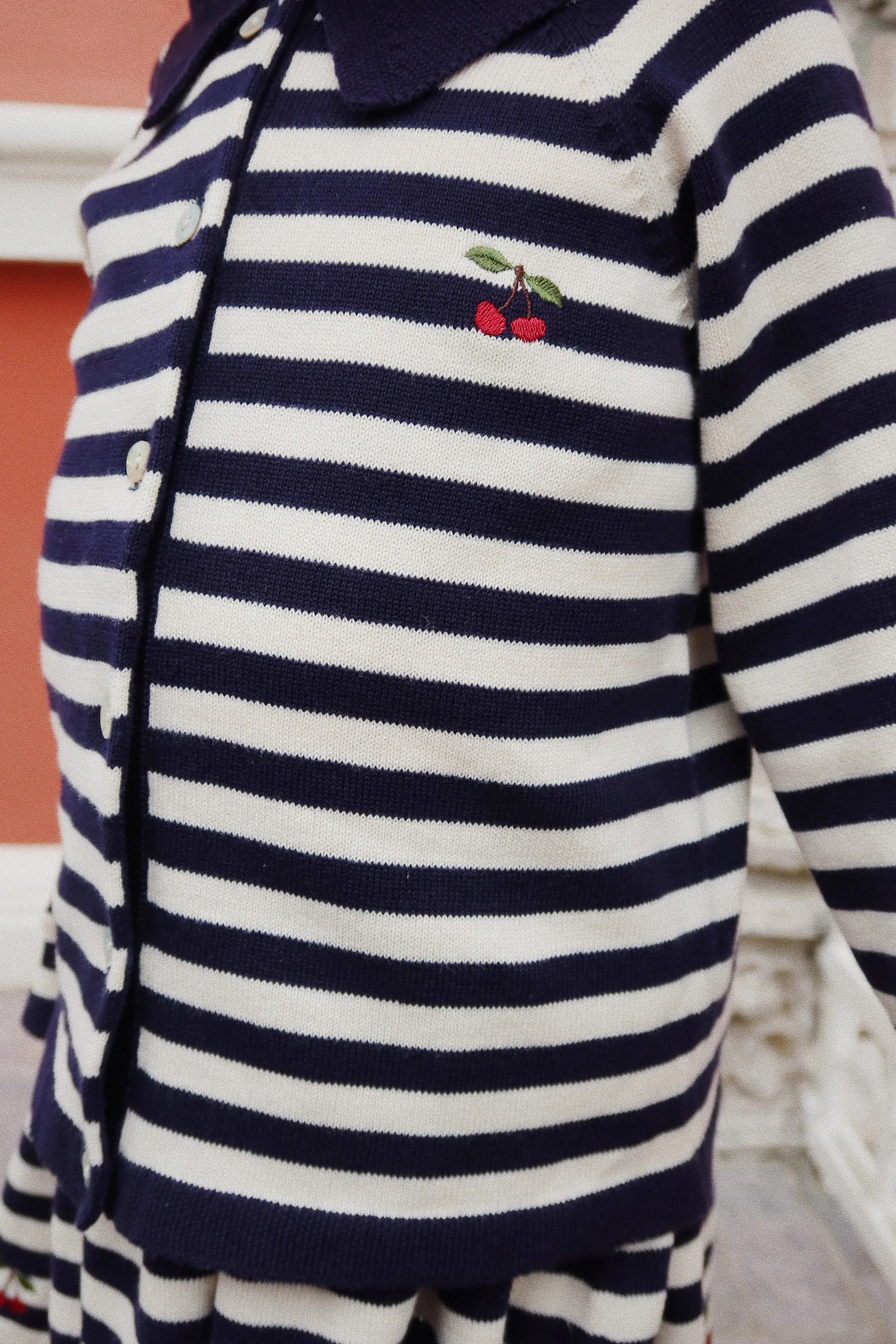 KONGES SLOJD VENTON COTTON KNIT CARDIGAN GOTS NAVY STRIPE