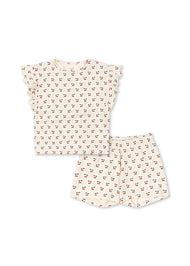 Konges Slojd Lin Frill Two Piece Set Gots Cherry Motif