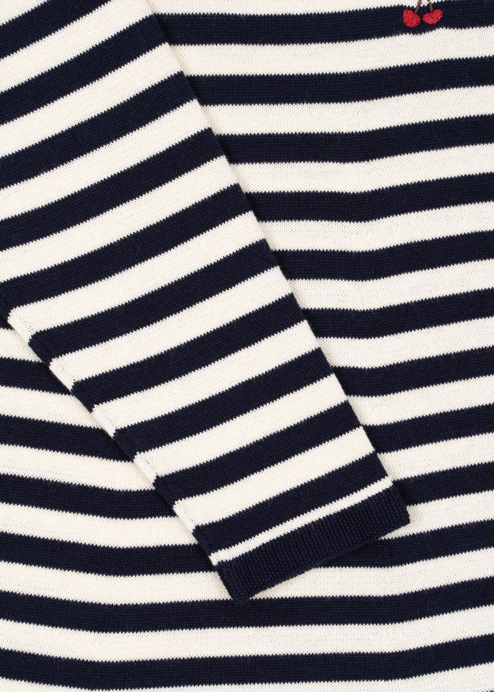 KONGES SLOJD VENTON COTTON KNIT DRESS GOTS NAVY STRIPE