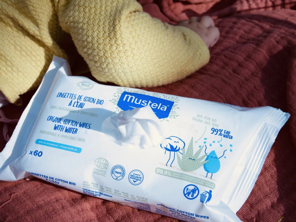 MUSTELA CERTIFIED ORGANIC ORGANIC COTTON WIPES WITH WATER 60PC