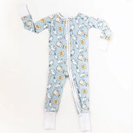 LITTLE SLEEPIES BAMBOO ZIP ROMPER/SLEEPER BLUE BREAKFAST