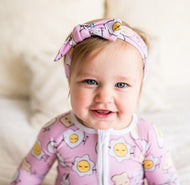 LITTLE SLEEPIES BAMBOO ZIP ROMPER/SLEEPER PINK BREAKFAST