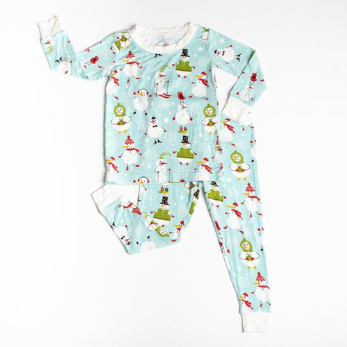 LITTLE SLEEPIES BAMBOO PAJAMA SET SNOWMAN