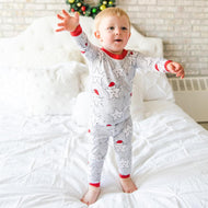 LITTLE SLEEPIES BAMBOO PAJAMA SET SANTA STARS