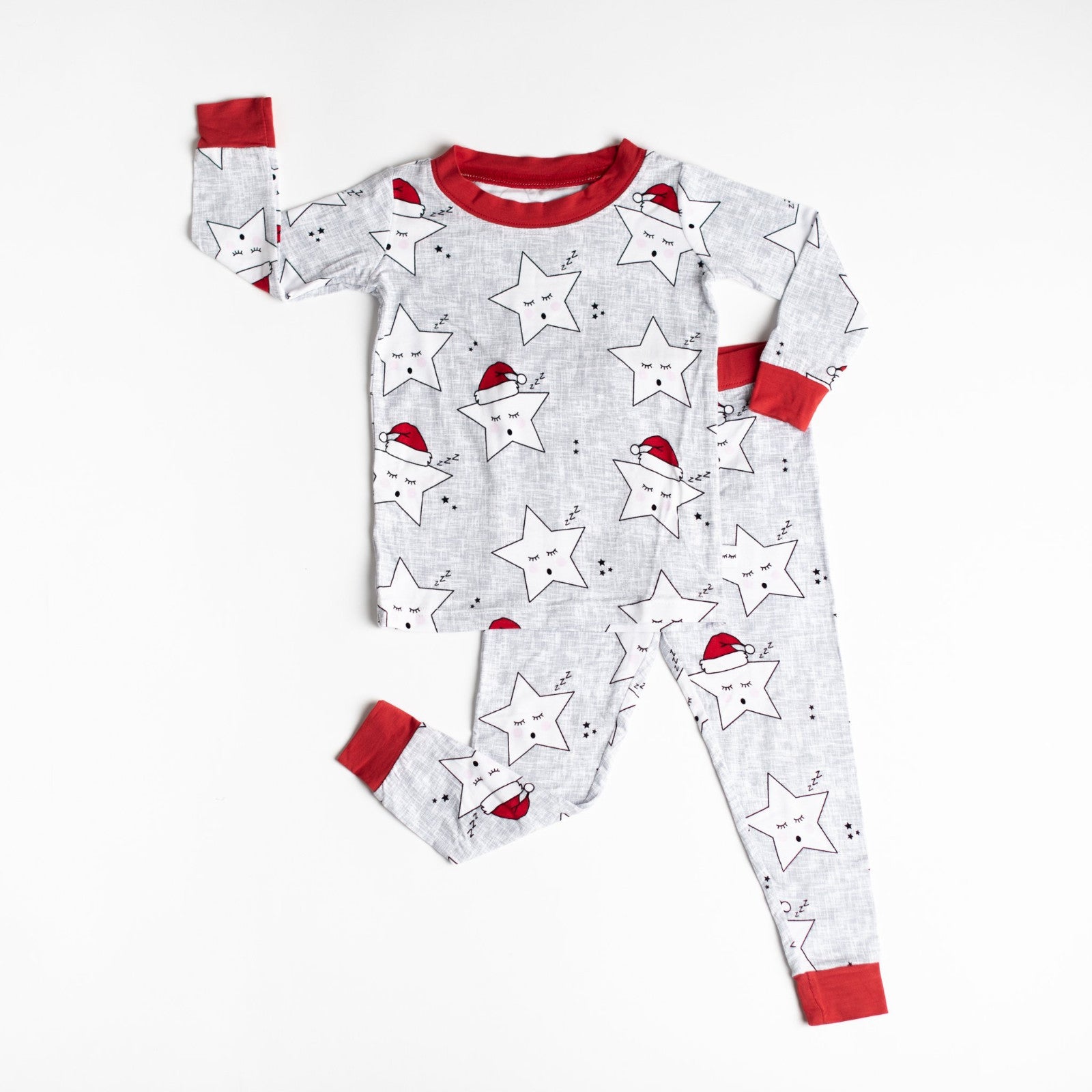 LITTLE SLEEPIES BAMBOO PAJAMA SET SANTA STARS