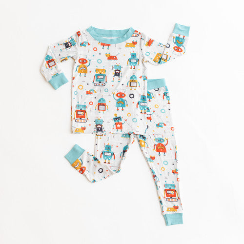 LITTLE SLEEPIES BAMBOO PAJAMA SET ROBOTS