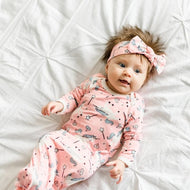 LITTLE SLEEPIES UNICORNS BAMBOO VISCOSE INFANT KNOTTED GOWN