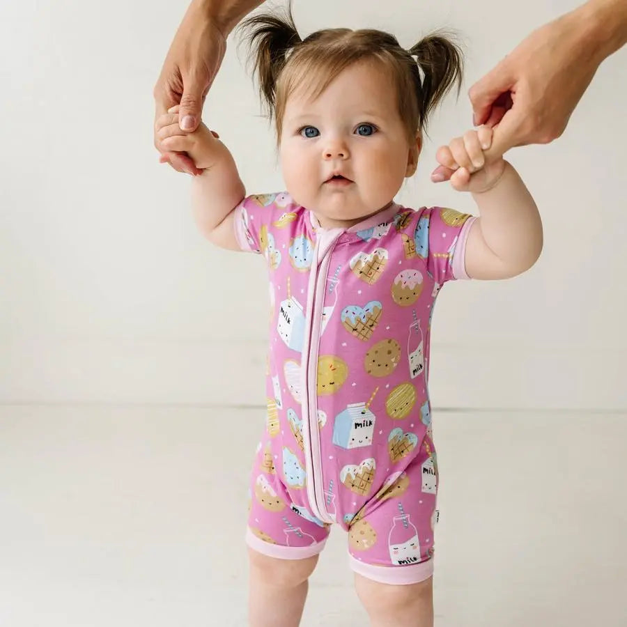 Littlesleepies Pink Cookies & Milk Bamboo Viscose Shorty Zippy