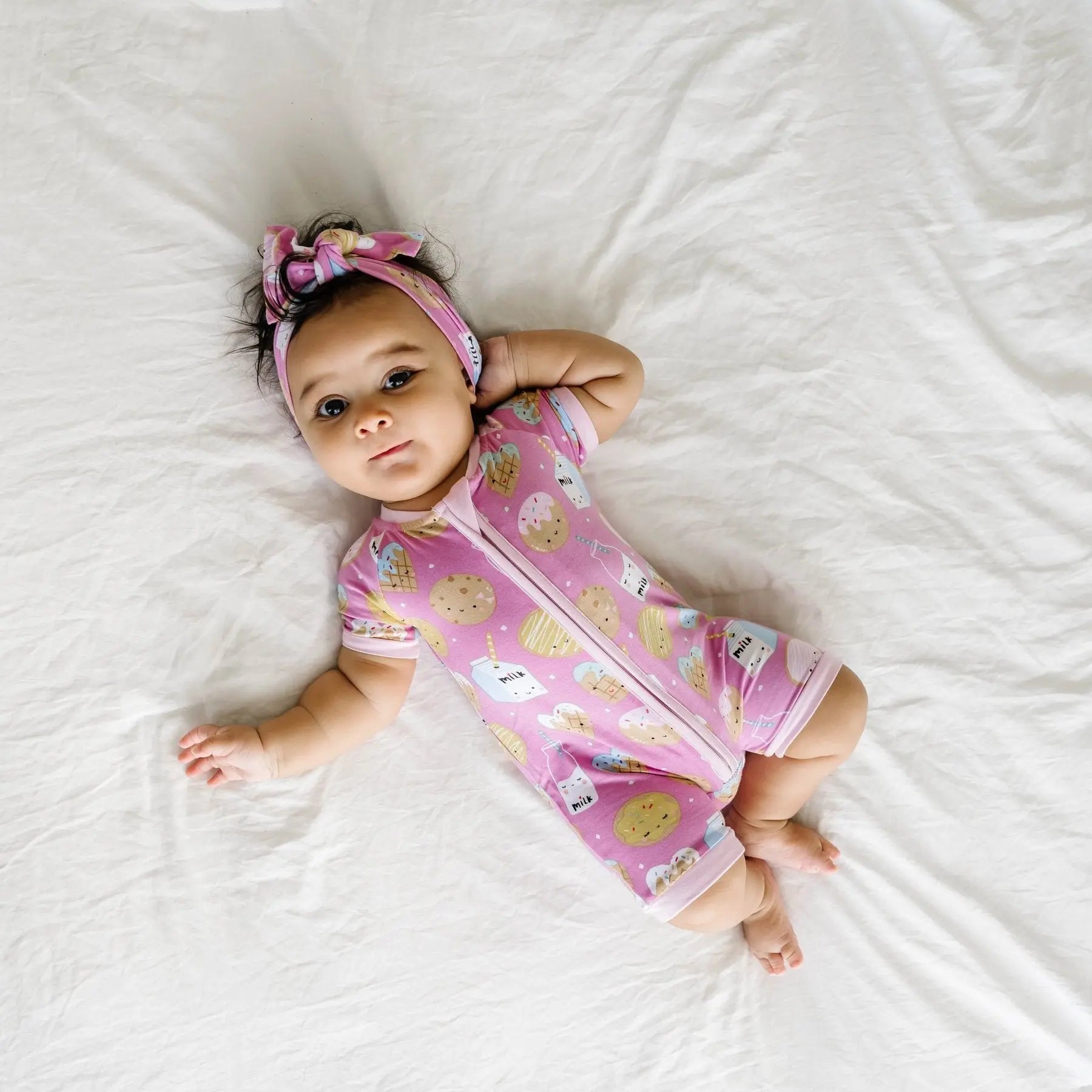 Littlesleepies Pink Cookies & Milk Bamboo Viscose Shorty Zippy