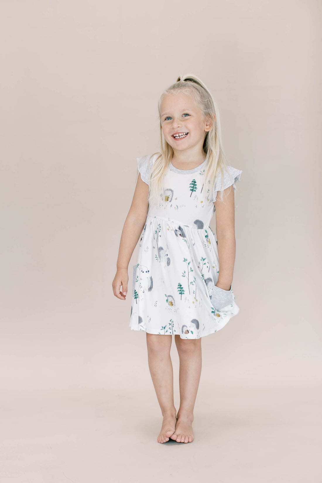 LOULOU LOLLIPOP RUFFLE POCKET DRESS HEDGEHOGS - baby enRoute