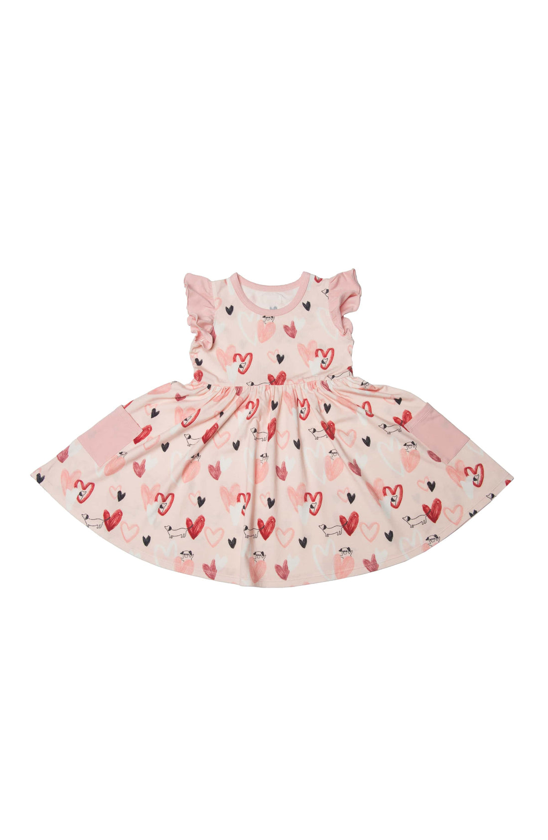 LOULOU LOLLIPOP RUFFLE POCKET DRESS PINK PUP