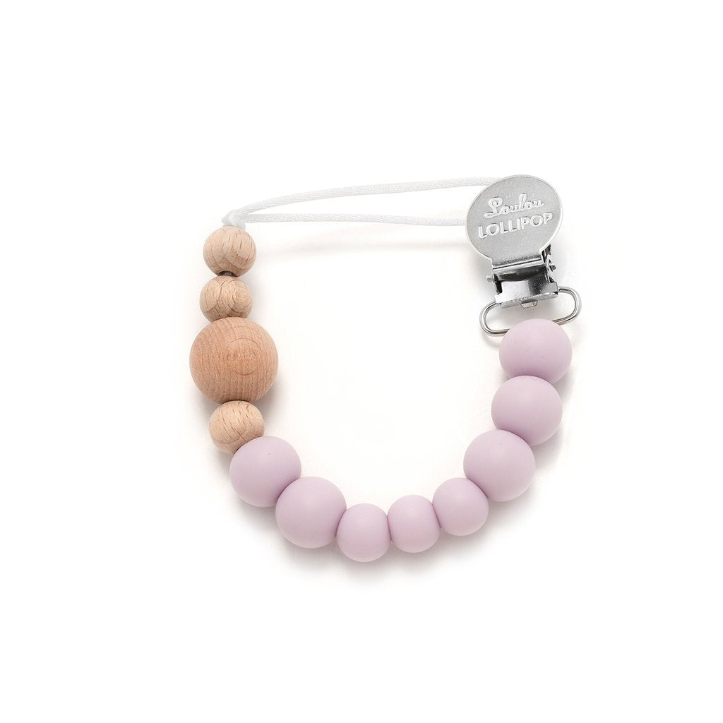 LOULOU LOLLIPOP COLOUR BLOCK SILICONE & WOOD PACIFIER CLIP