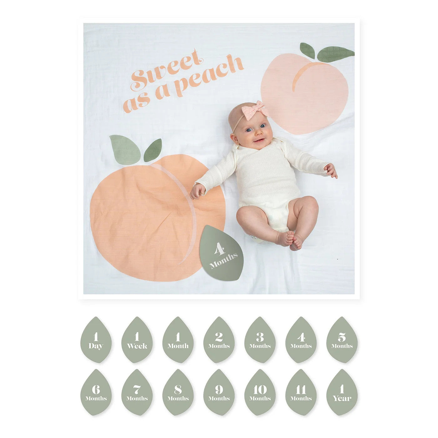 Lulujo Baby's 1St Year Milestone Blanket Sweet As A Peach