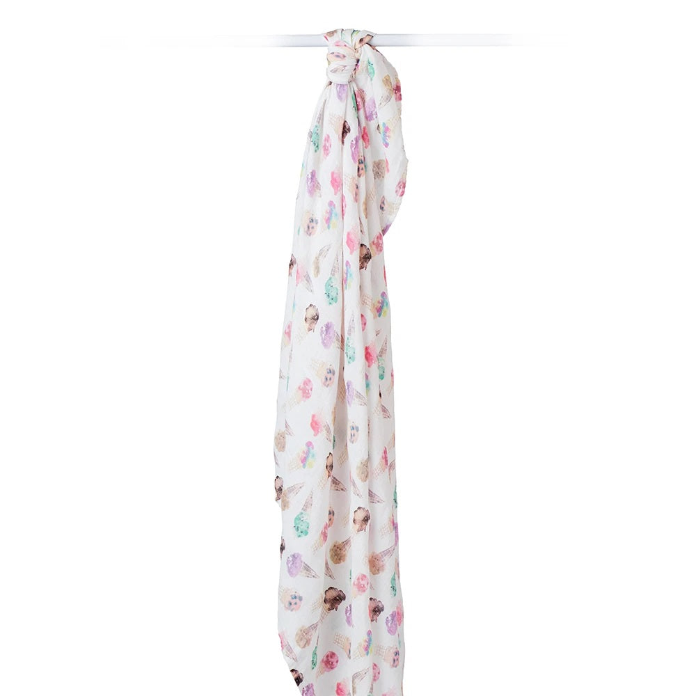 Lulujo Swaddle Blanket Bamboo Cotton-Ice Cream