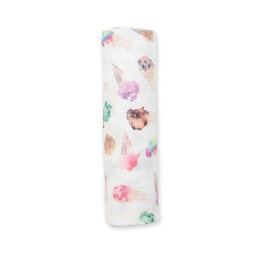 Lulujo Swaddle Blanket Bamboo Cotton-Ice Cream