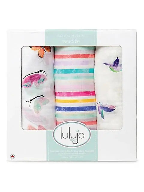 Lulujo 3Pk Swaddle Blanket Bamboo Cotton