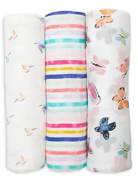 Lulujo 3Pk Swaddle Blanket Bamboo Cotton