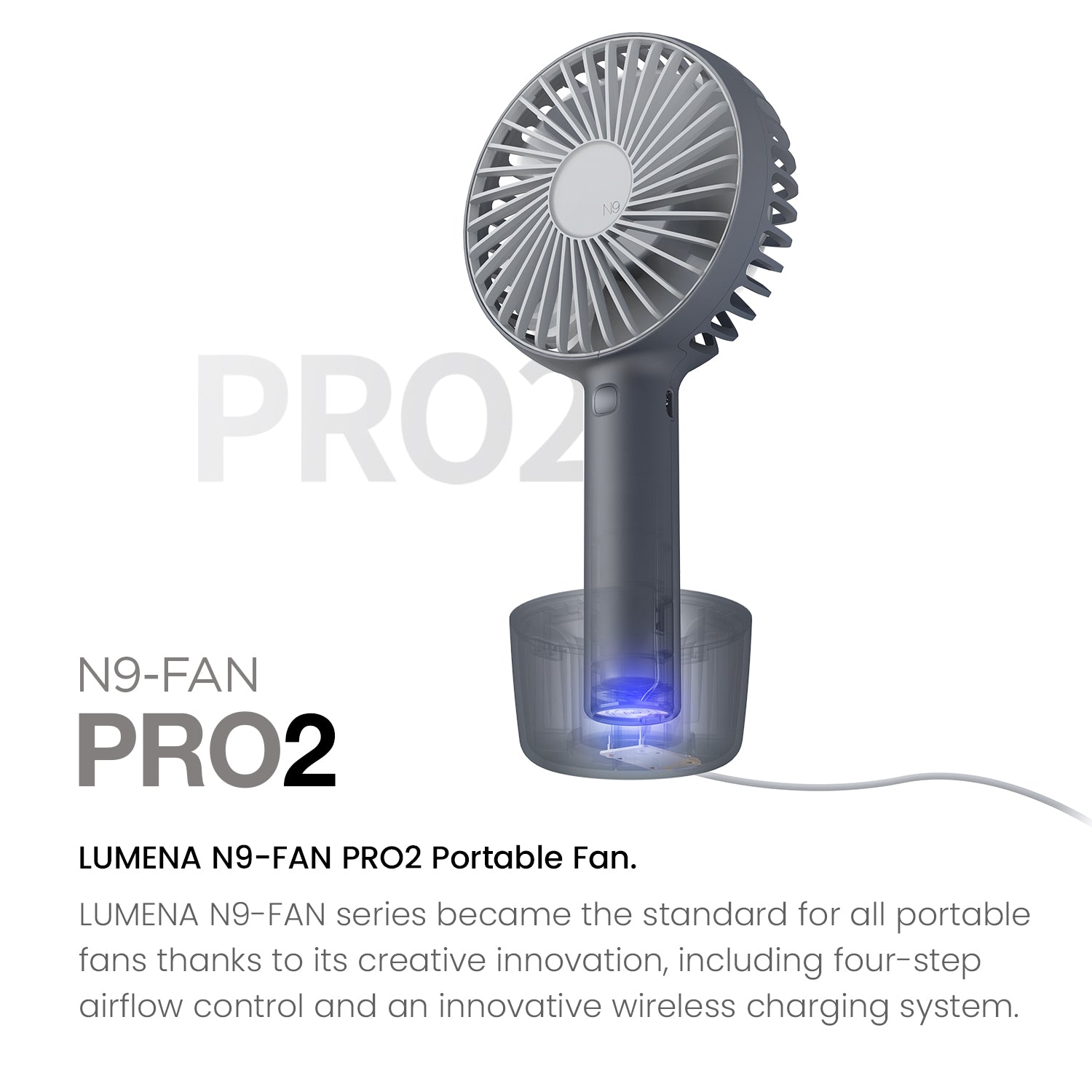 LUMENA N9 PRO2 RECHARGEABLE HANDHELD FAN - NAVY