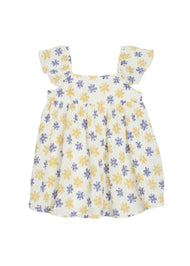 MABEL AND HONEY FLORAL TEXTURED CREPE DRESS WHITE