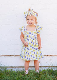 MABEL AND HONEY FLORAL TEXTURED CREPE DRESS WHITE