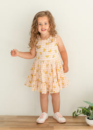 MABEL AND HONEY BANANAS PRINTED CRINKLE CHIFFON DRESS