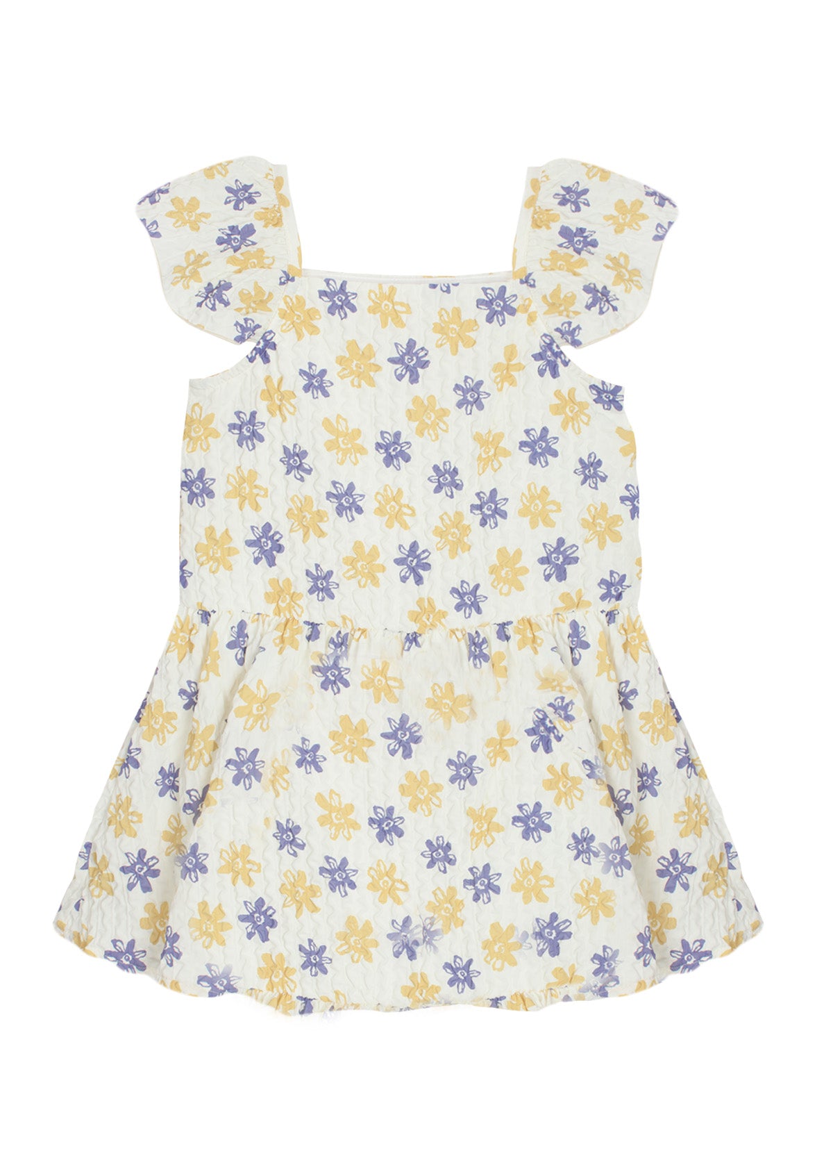 MABEL AND HONEY HONEY FLORAL TEXTURED CREPE DRESS WHITE