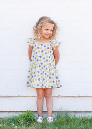 MABEL AND HONEY HONEY FLORAL TEXTURED CREPE DRESS WHITE