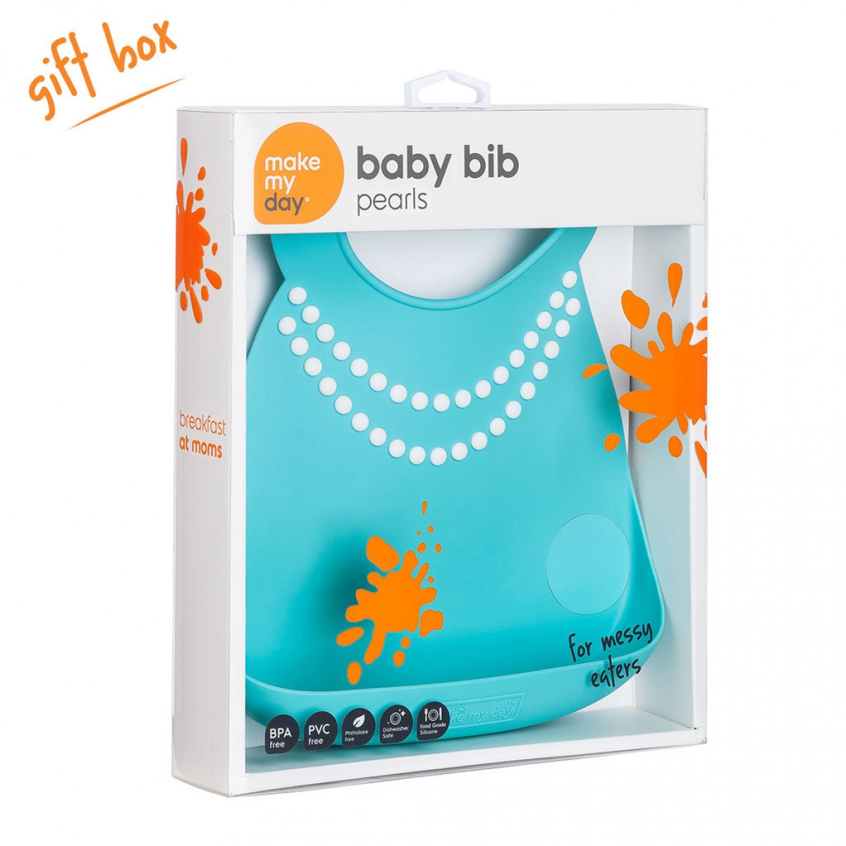 MAKE MY DAY BABY BIB BLUE PEARL