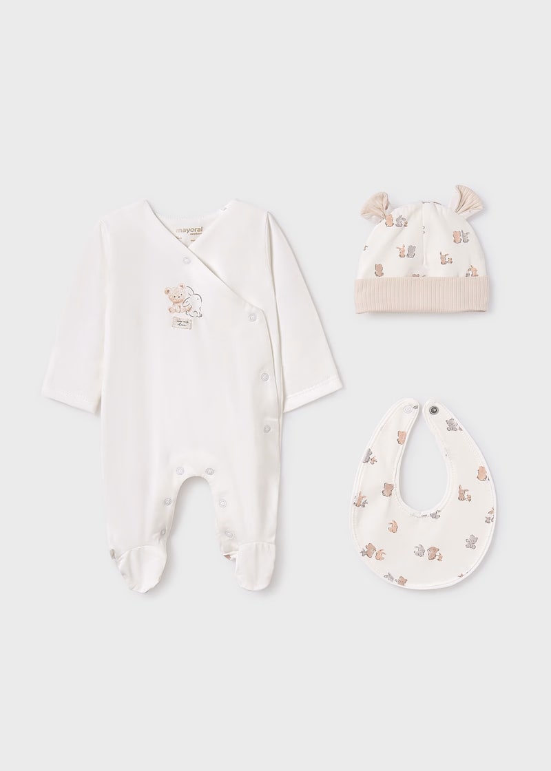 MAYORAL BABY 3-PIECE GIFT SET NATURAL