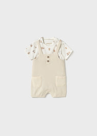 Mayoral Newborn Simulated Dungaree Romper Pottery